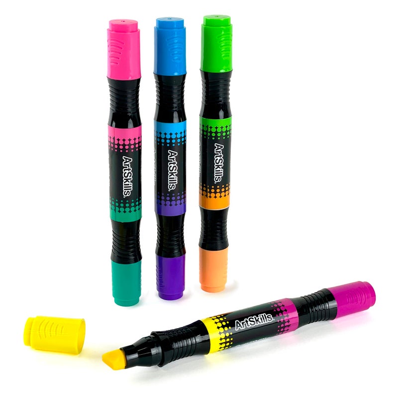 ArtSkills Jumbo Poster Markers for Kids, Neon Chisel Tip Markers, Dual-Tips, 8 Neon Colors, 4ct - Image 3